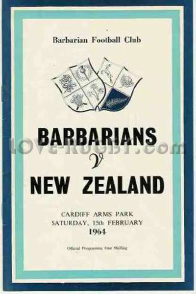 1964 Barbarians v New Zealand  Rugby Programme